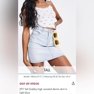 ASOS Don’t Thing Twice (DTT) - Tall Gabby high waisted denim skirt (US 14)